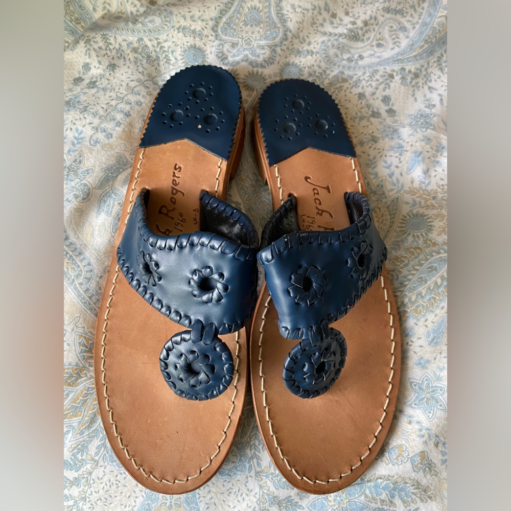 Jack Rogers Navy Blue Jack Flats Sandal Size 8